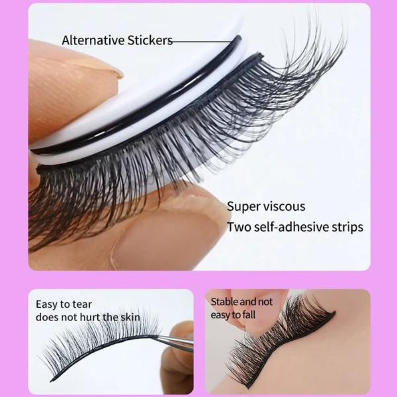 Reusable self-adhesive false eyelashes